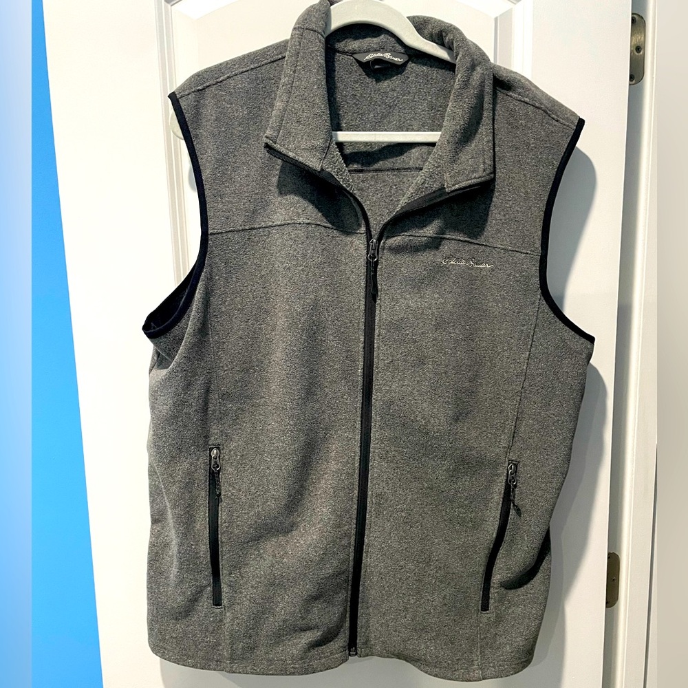 Eddie Bauer Zip-Up Grey Fleece Vest | Size XL